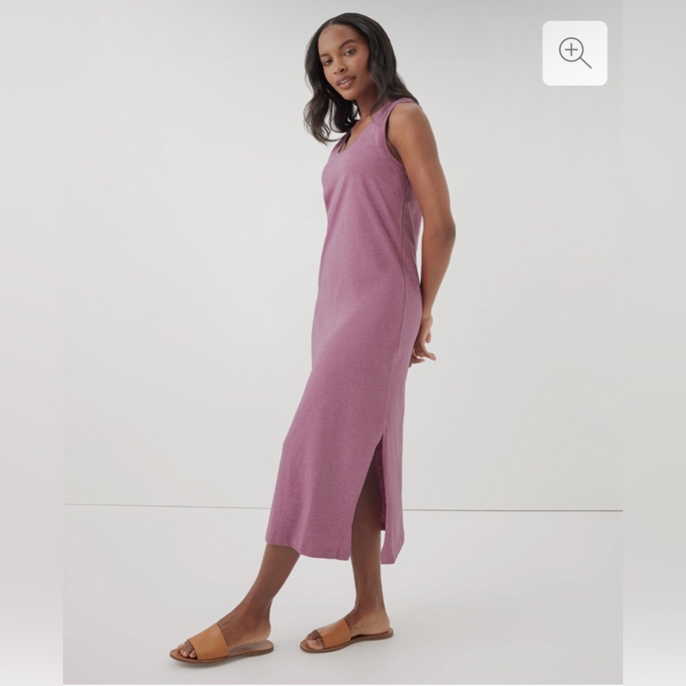 PACT Softspun Tank Midi Dress, color- Rosebud